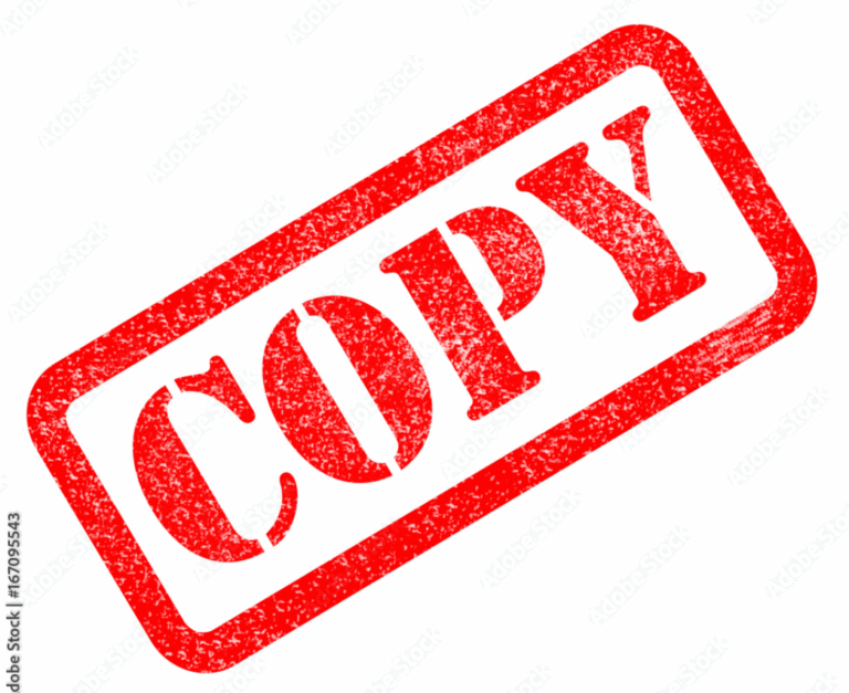 A red, rectangular rubber stamp mark with the word COPY in all capital letters, displayed diagonally across a white background.