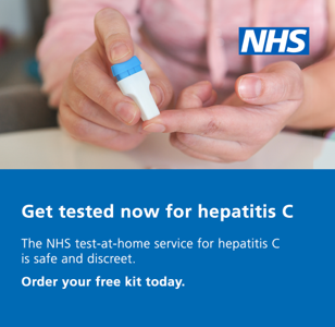 Someone doing a hepatitis C screening kit by doing a finger prick test at home.