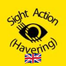 Visual impairment logo on a bright yellow background